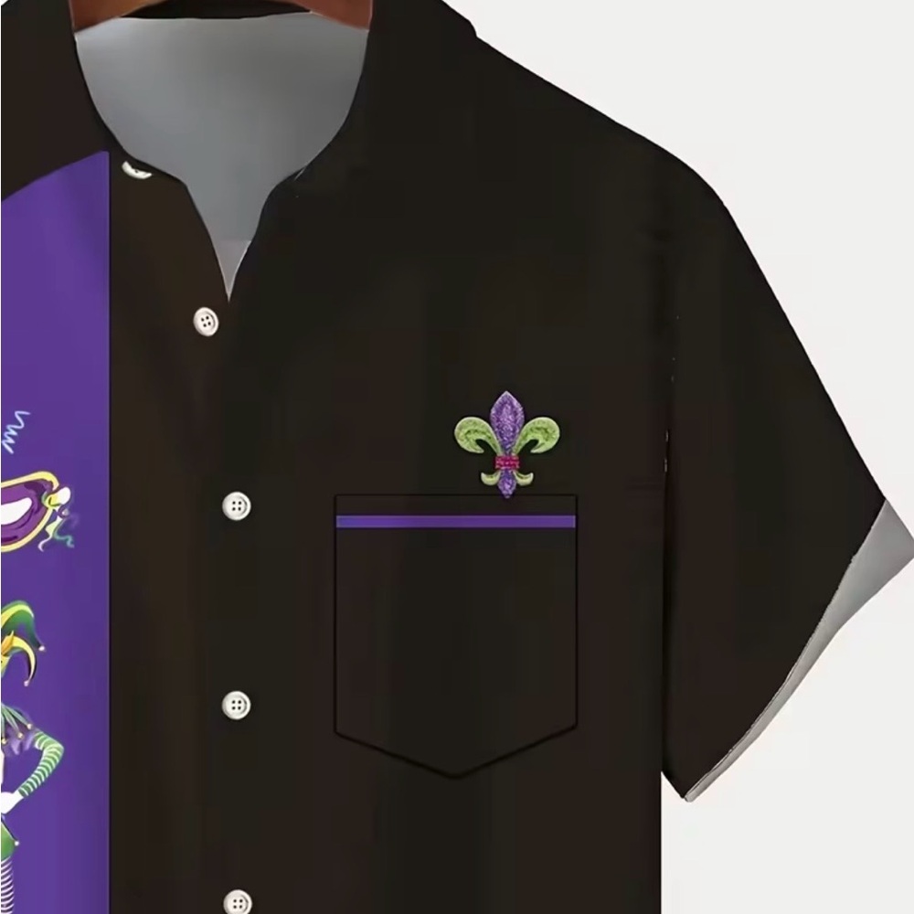 Festive Black and Purple Men's Shirt - Picture 16 of 16